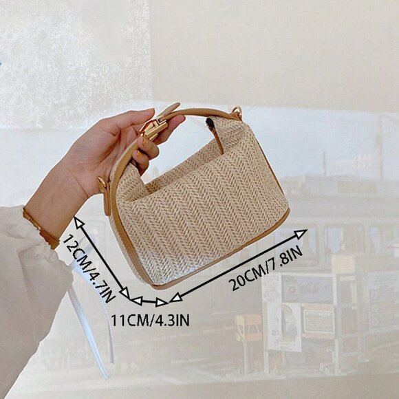 White Glamorous Women's Mini Handbag With Lock Button - Picture 3 of 10